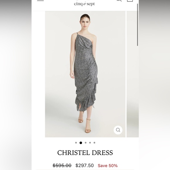 CINQ A SEPT -NWOT- Christel Dress in Ivory/Navy - Picture 2 of 14